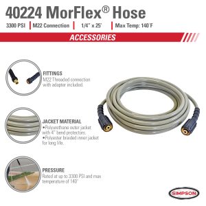 Simpson 40224 MorFlex 1/4 In.x 25 Ft. X 3,100 PSI Cold Water Replacement Extension Hose - Foto 6