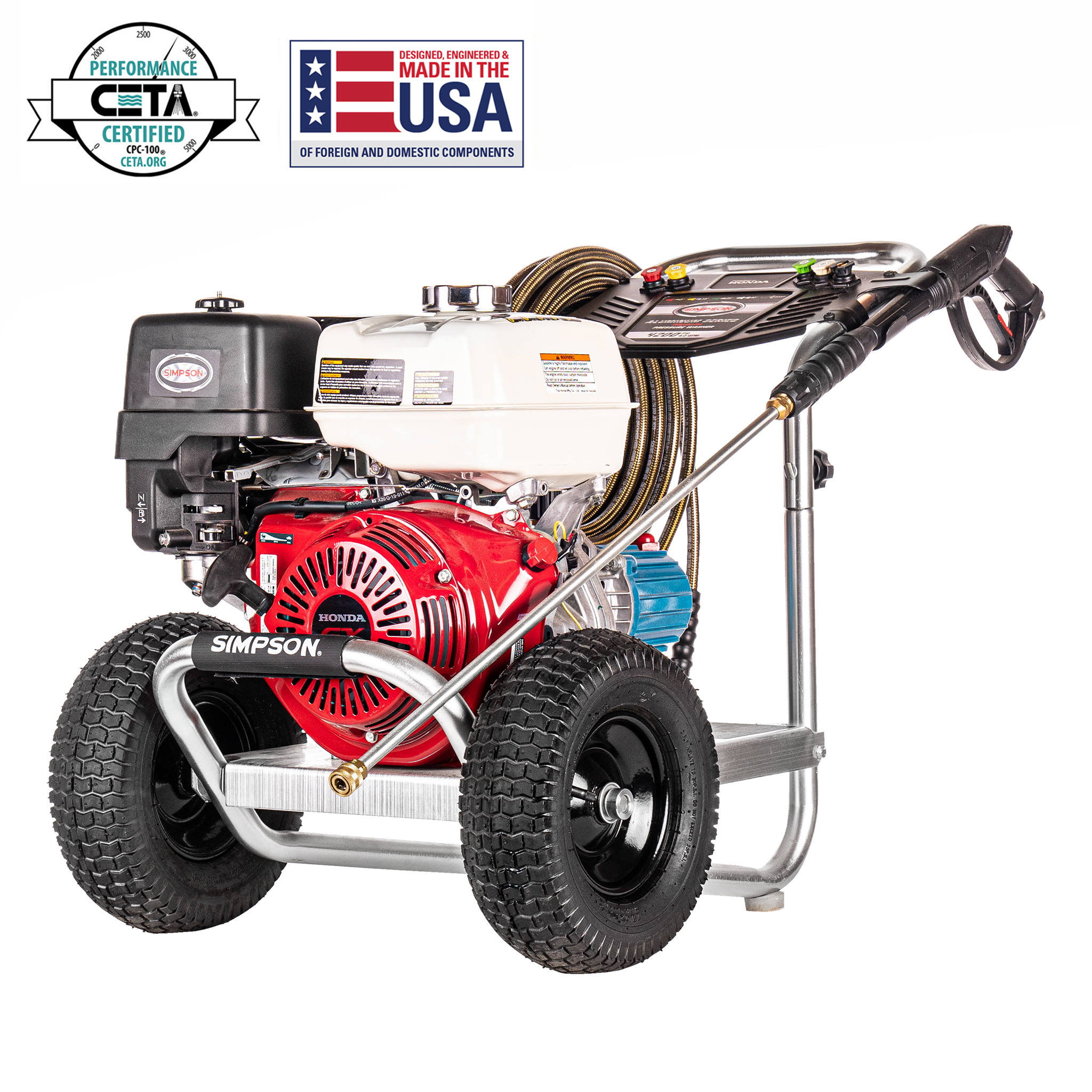 SIMPSON Cleaning ALH4240 Aluminum Gas Pressure Washer Powered by Honda GX390 4200 PSI @ 4.0 GPM Red 