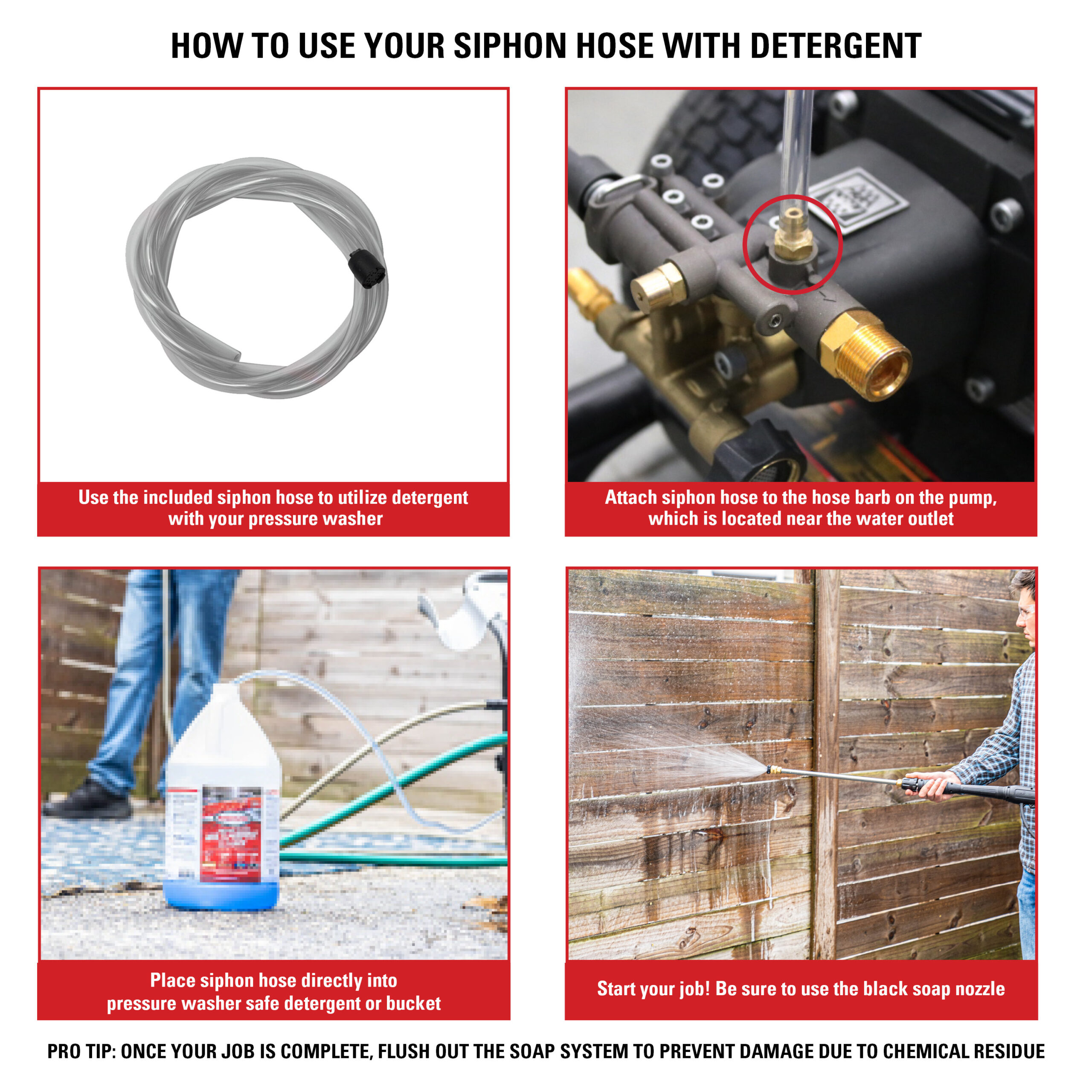 Siphon Hose and Detergent Use